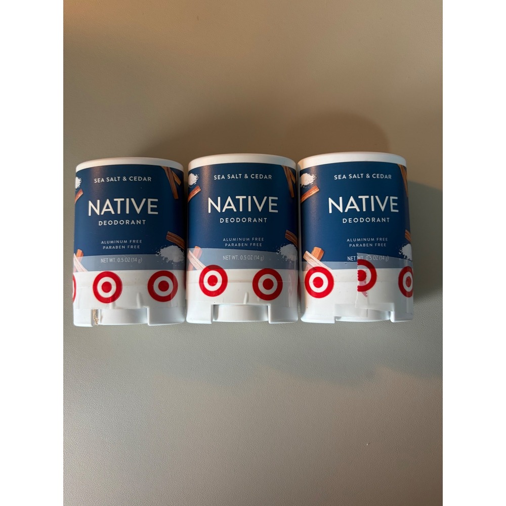 Native Sea Salt & Cedar Deodorant 0.5oz Travel Size Aluminum Free 3 Pack NEW